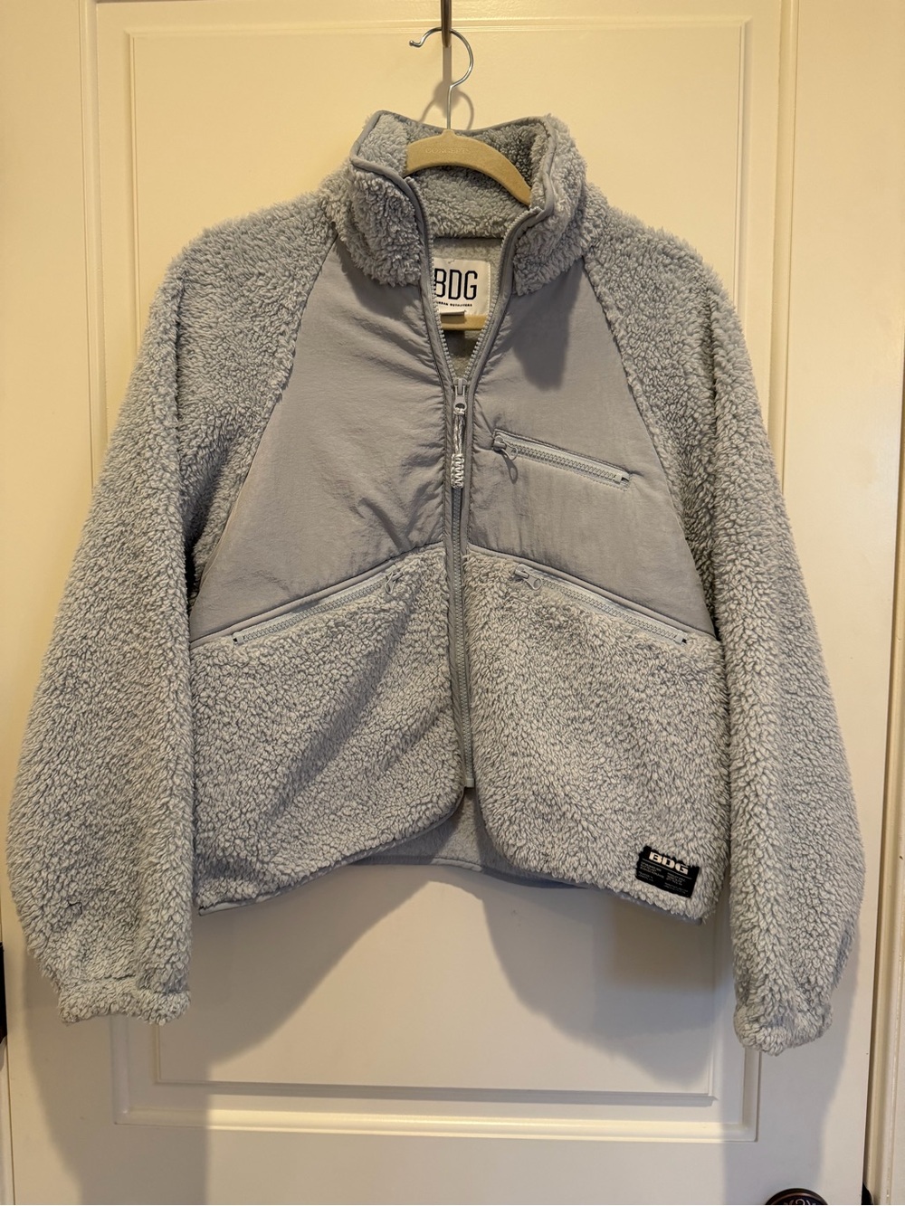 BDG Kids Light Blue Gray Sherpa Puffer Jacket